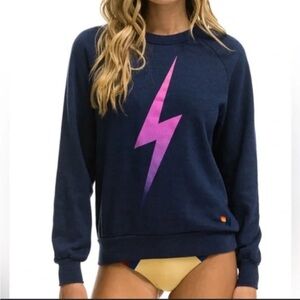 Aviator Nation Blue and Purple Crewneck Sweater